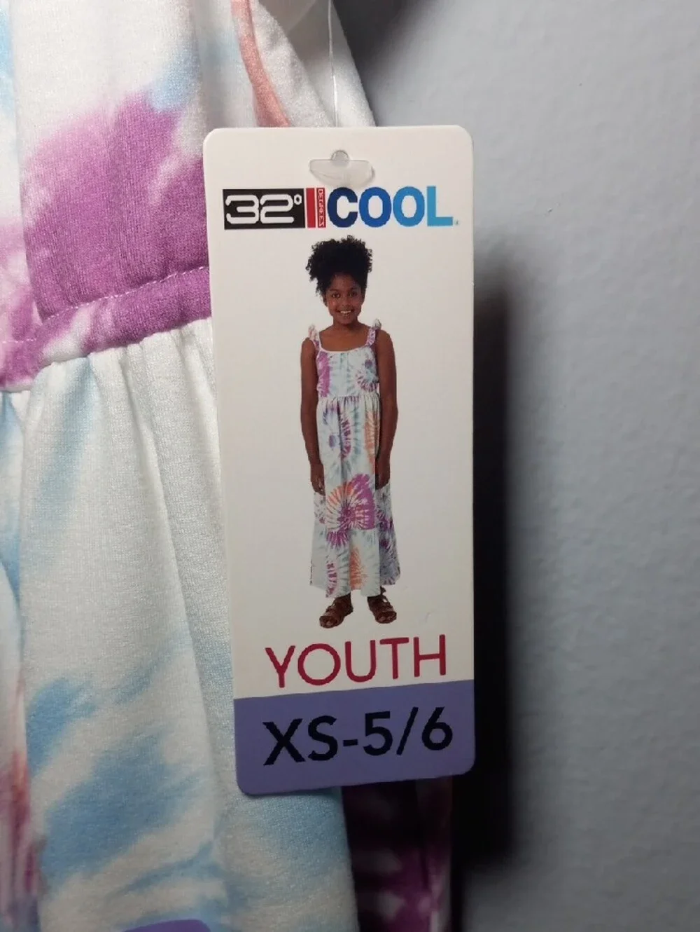 32°Cool White Multi Tie-Dye Maxi Dress with Ruffle Straps Size XS 5-6 NWT